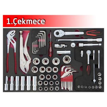 İzeltaş 5 Çekmeceli Partner Mobil Takım Dolabı 118 Parça (Dolu)