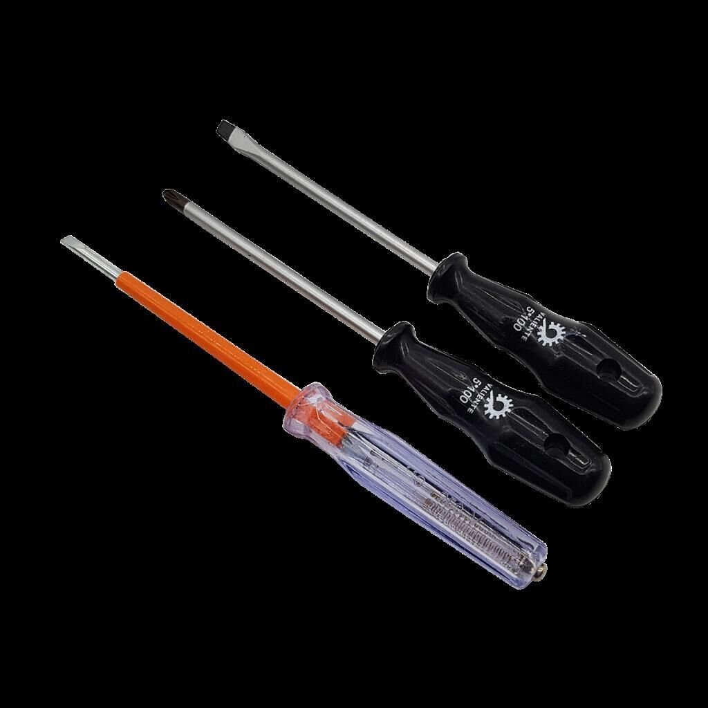 VALIENTE 3 Parça Yıldız Düz Tornavida Kontrol Kalemi Takımı