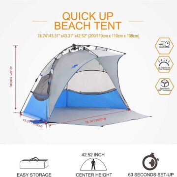 MOBIHOME Otomatik Plaj Çadırı M Beden