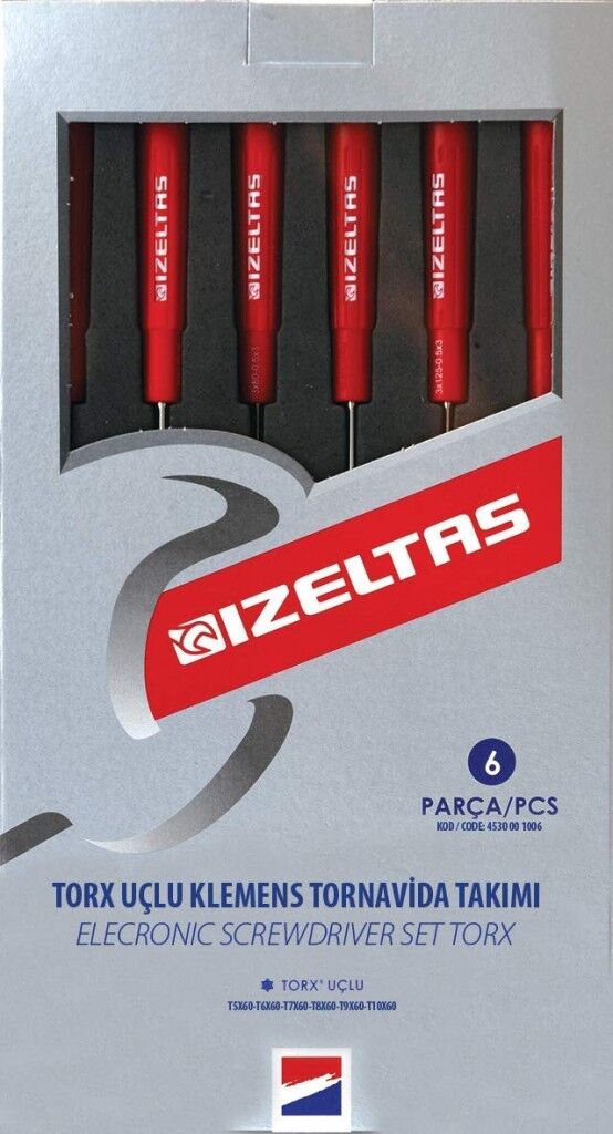 İZELTAŞ Elektronikçi Tip Klemens Torx Uçlu Tornavida Takımı 6 Parça