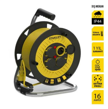 Stanley STP2525RNF Makaralı Kablo Kauçuk 25 Mt, 3x2.5mm, 4 Priz
