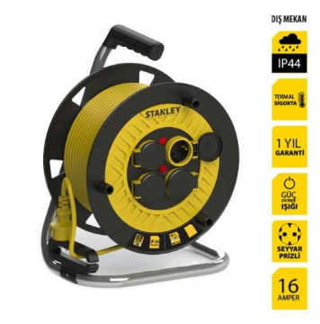 Stanley STP2525RNF Makaralı Kablo Kauçuk 25 Mt, 3x2.5mm, 4 Priz