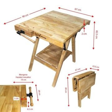 Rox Wood 0338 Mengeneli Katlanır Ahşap Marangoz Çalışma Tezgahı
