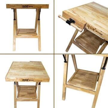 Rox Wood 0338 Mengeneli Katlanır Ahşap Marangoz Çalışma Tezgahı