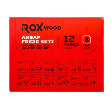 ROX WOOD 12 Parça Ahşap Freze Seti 6mm sap