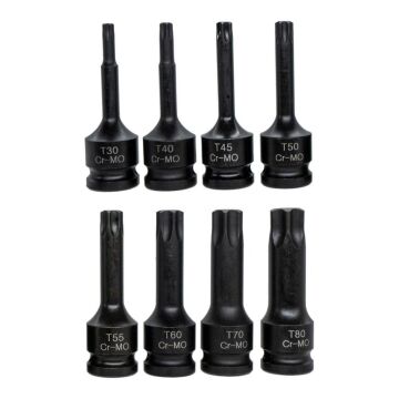 6018 1/2'' Havalı Uzun Torx Lokma Takımı 8 Parça