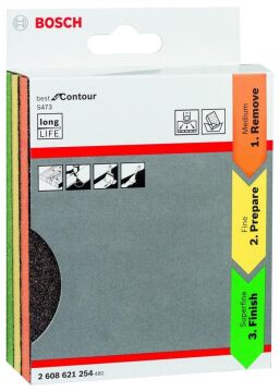 BOSCH S473 Çift Taraflı Sünger Zımpara Seti 3 Parça