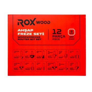 ROX WOOD 12 Parça Ahşap Freze Seti 8mm sap