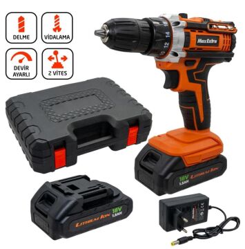 Max Extra MX1815 Matkap Vidalama Çift Akülü 18 Volt 1,5 Amper