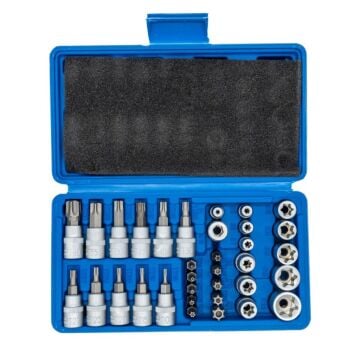 5529 3/8'' - 1/4'' İç-Dış Torx Bits Uçlu Lokma Anahtar Takımı 34 Parça