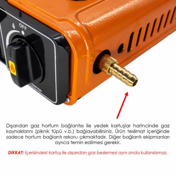 Rox Camping 0189 Tekli Portatif Kamp Ocak - Turuncu, Rüzgarlıklı, Ekstra Gaz Girişli