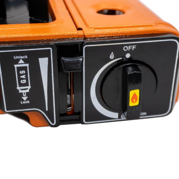 Rox Camping 0189 Tekli Portatif Kamp Ocak - Turuncu, Rüzgarlıklı, Ekstra Gaz Girişli