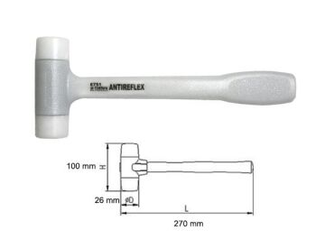 NAREX 875151 Antireflex Geri Tepmesiz Plastik Çekiç 270 mm