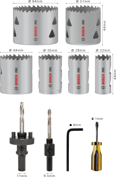 BOSCH 12 Parça HSS-Bimetal Panç Seti Ahşap ve Metal için