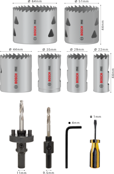 BOSCH 12 Parça HSS-Bimetal Panç Seti Ahşap ve Metal için