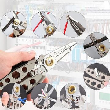 6510 Çok Amaçlı 8 Fonksiyonlu Elektrikçi Kablo Soyma Kesme Pensesi