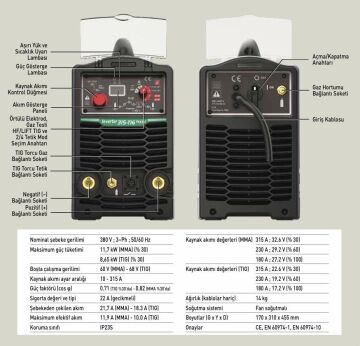 ASKAYNAK İnverter 315-TIG/Pulse DC Tig - Argon Kaynak Makinası 315 Amper