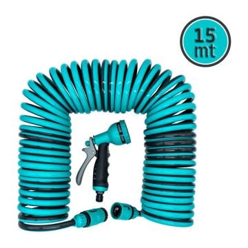 Daye DY5915S Spiral Bahçe Sulama Hortum Seti 15 mt