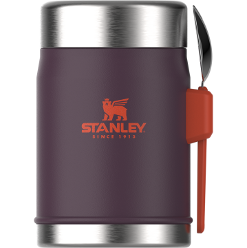 STANLEY Klasik Paslanmaz Çelik Yemek Termosu Kaşıklı 0.40 Litre - Mor/Turuncu