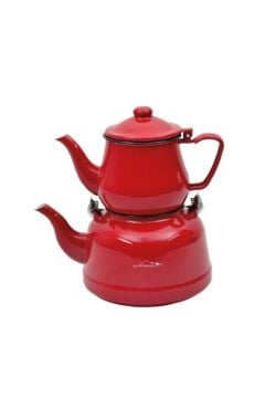 NURGAZ Campout Emaye Çaydanlık Seti (NG 180-Kırmızı)