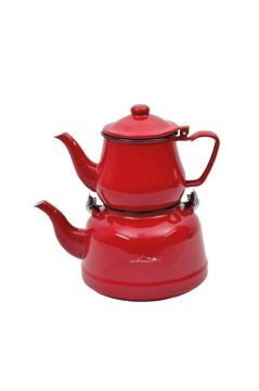 NURGAZ Campout Emaye Çaydanlık Seti (NG 180-Kırmızı)