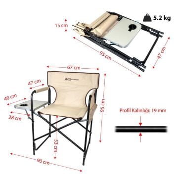 Rox Camping Fonksiyonel Sehpalı Kamp Sand. -Bej