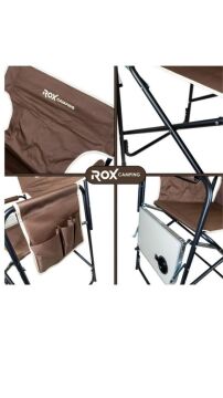 Rox Camping Fonksiyonel Sehpalı Kamp Sandalyesi -Kahverengi