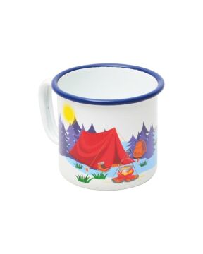 NURGAZ Campout Emaye Kupa Bardak (Beyaz-Çadır)