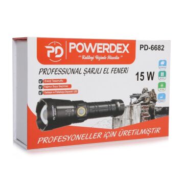 POWERDEX Profesyonel Şarjlı El Feneri 15 Watt (PD-6682)