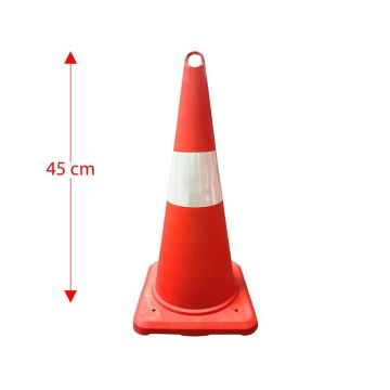 KO45 Tek Reflektifli Kırılmaz Trafik Konisi Hunisi 45 cm