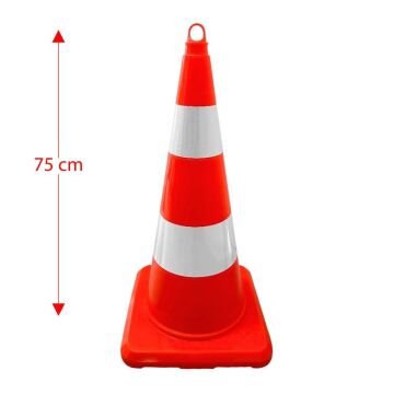 KO75 Çift Reflektifli Kırılmaz Trafik Konisi Hunisi 75 cm
