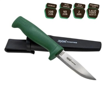 Rox Camping 0319 Bushcraft Eco Paslanmaz Çelik Kamp Bıçağı (Yeşil)
