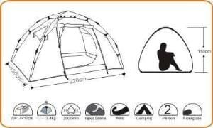 WILDLAND Mini Moon Üç Mevsim İki Kişilik Otomatik Kamp Çadırı