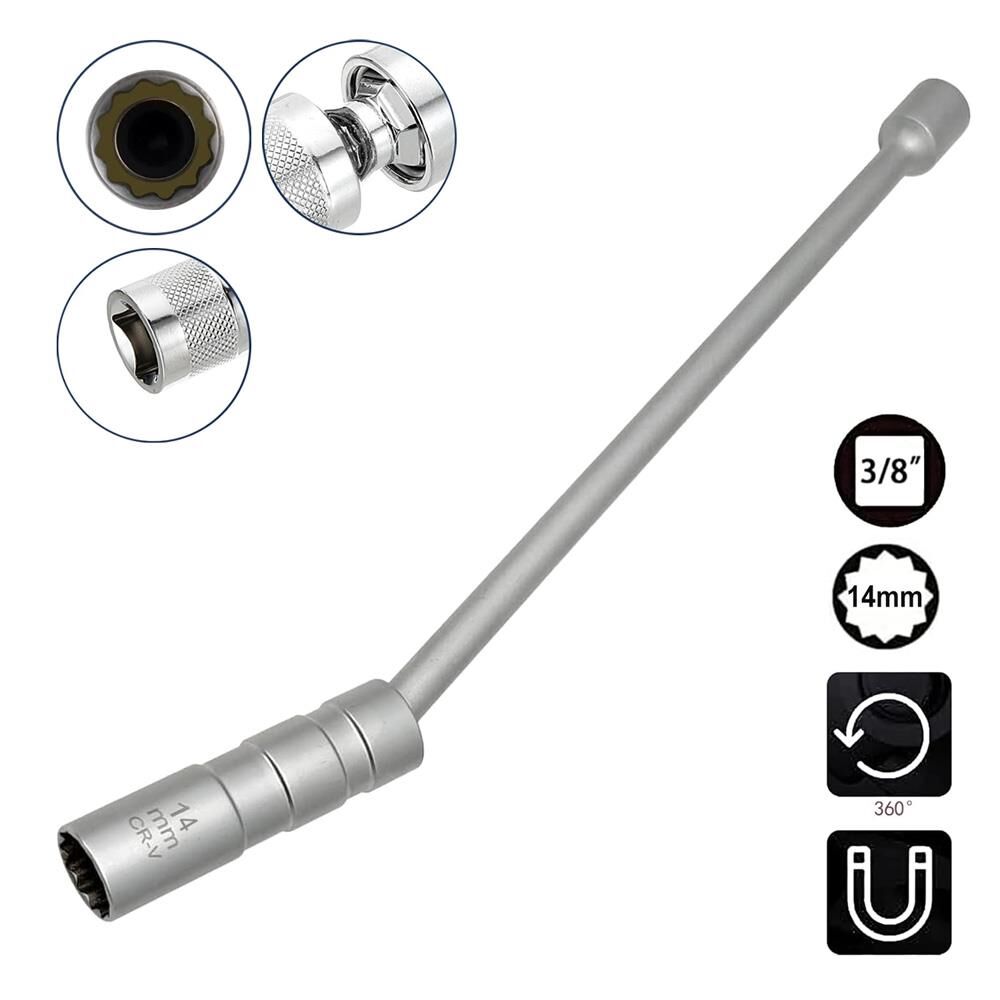 6563 Mafsallı Mıknatıslı 12 Köşe 3/8'' Uzun Buji Lokma 14 mm