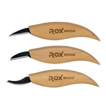 Rox Wood 0376 Ahşap Yontma ve Oyma Bıçağı 3'lü Set