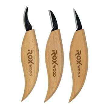 Rox Wood 0376 Ahşap Yontma ve Oyma Bıçağı 3'lü Set