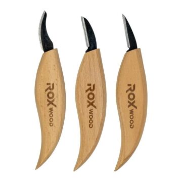 Rox Wood 0376 Ahşap Yontma ve Oyma Bıçağı 3'lü Set