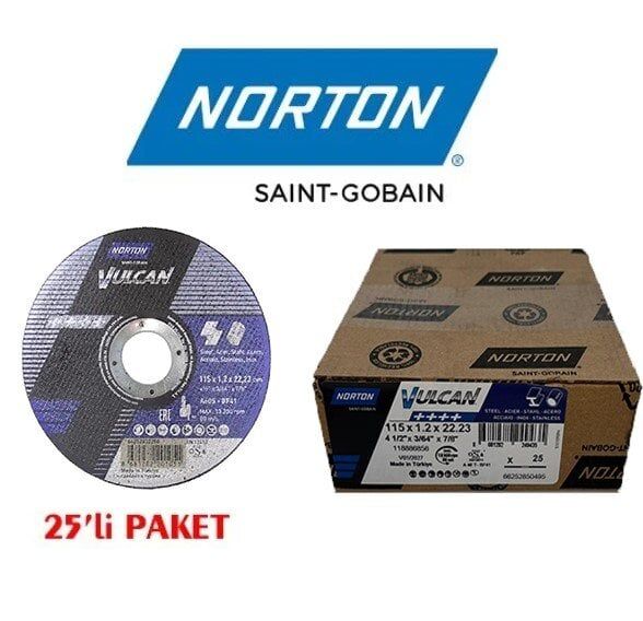 NORTON 115x1.2 mm VULCAN Plus Kesme Taşı 25'li Paket