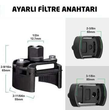 6274 Ayarlı Yağ Filtre Sökme Anahtarı 60-80 mm