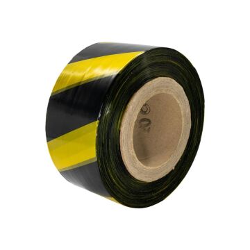 Emniyet Şeridi Sarı Siyah İkaz Bandı Büyük Boy 7.5cm 500Mt