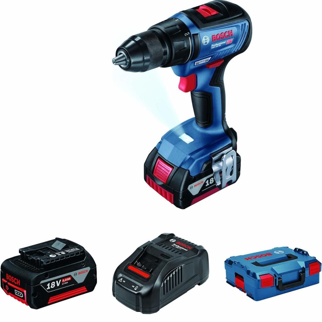 BOSCH GSR 18 V-50 Kömürsüz Motorlu Şarjlı Matkap 18 Volt 5.0 Ah Çift Akü