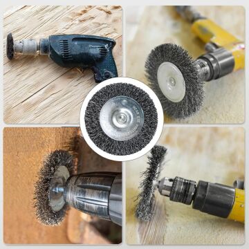 6249 Pimli Saçaklı Dairesel Tel Fırça Gri Telli 40 mm