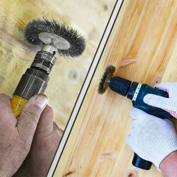 6243 Pimli Saçaklı Dairesel Tel Fırça Gri Telli 75 mm