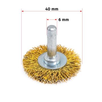 6248 Pimli Saçaklı Dairesel Tel Fırça Sarı Telli 40 mm