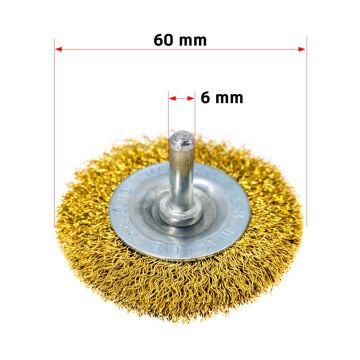 6244 Pimli Saçaklı Dairesel Tel Fırça Sarı Telli 60 mm