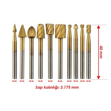 5323 Hobi Gravür Makinası Ahşap Oyma Freze Ucu Seti 10 Parça