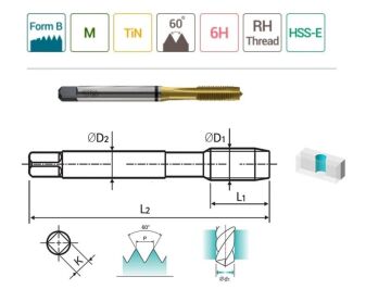 YG-1 Combo Düz Kanal Makina Klavuzu HSS-E TIN Kaplı (Ölçü Seçiniz)