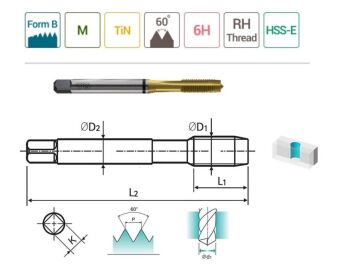 YG-1 Combo Düz Kanal Makina Klavuzu HSS-E TIN Kaplı (Ölçü Seçiniz)