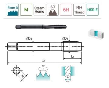 YG-1 Combo Düz Kanal Makina Klavuzu HSS-E Buhar Menevişli (Ölçü Seçiniz)