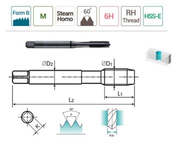 YG-1 Combo Düz Kanal Makina Klavuzu HSS-E Buhar Menevişli (Ölçü Seçiniz)